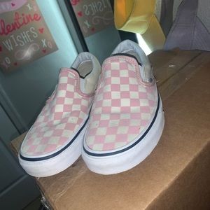 Pink and White Slip on Vans